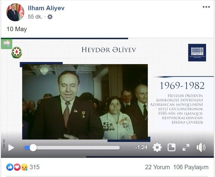 Prezident “Facebook”da Heydər Əliyevin anadan olmasının 96-cı ildönümünə həsr edilmiş videoçarx paylaşıb - VİDEO